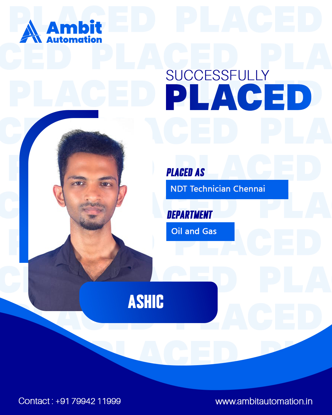 Ashic, Oil and Gas Course graduate, Ambit Automation Kochi