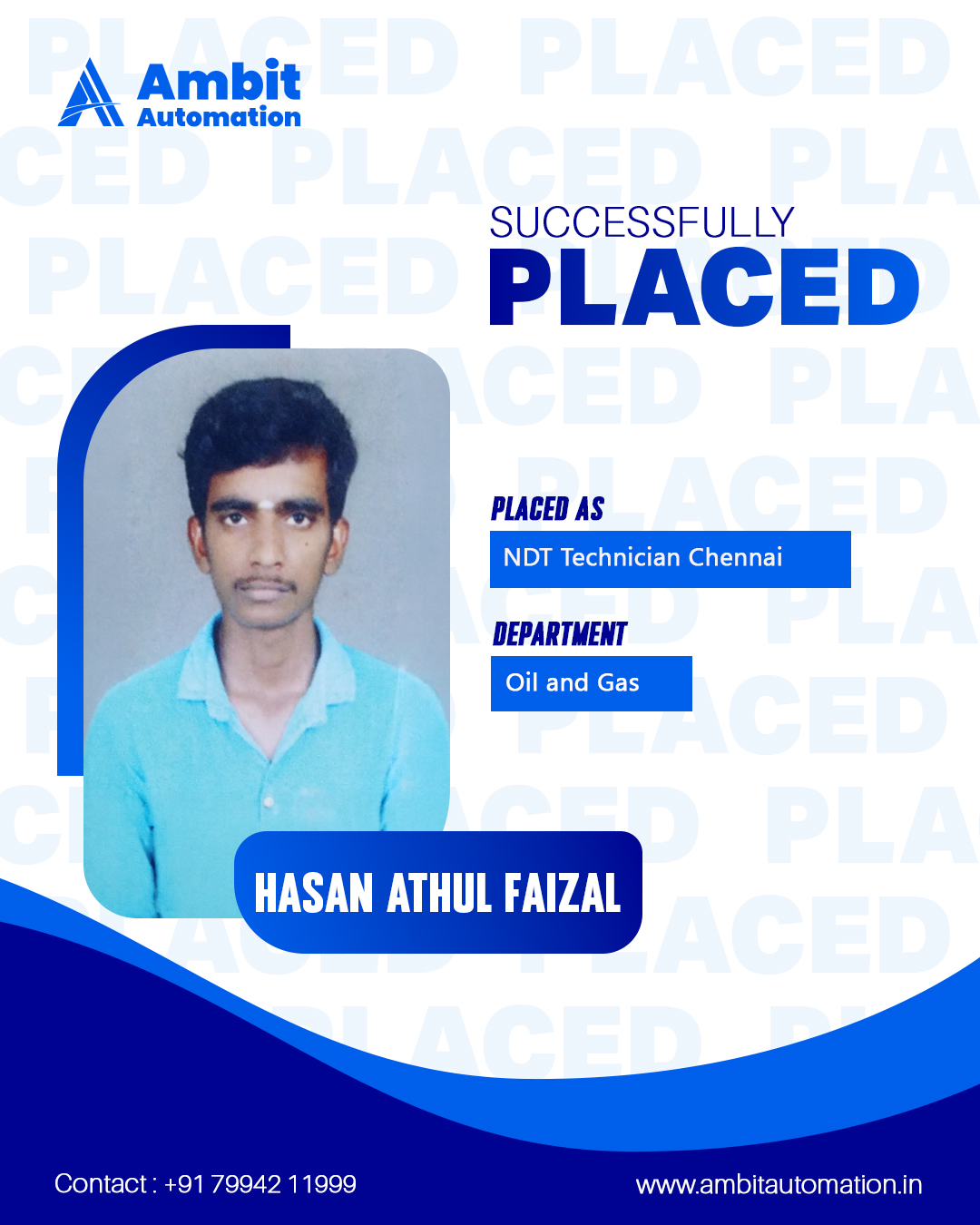 Hasan Athul Faizal, Oil and Gas Course graduate, Ambit Automation Kochi