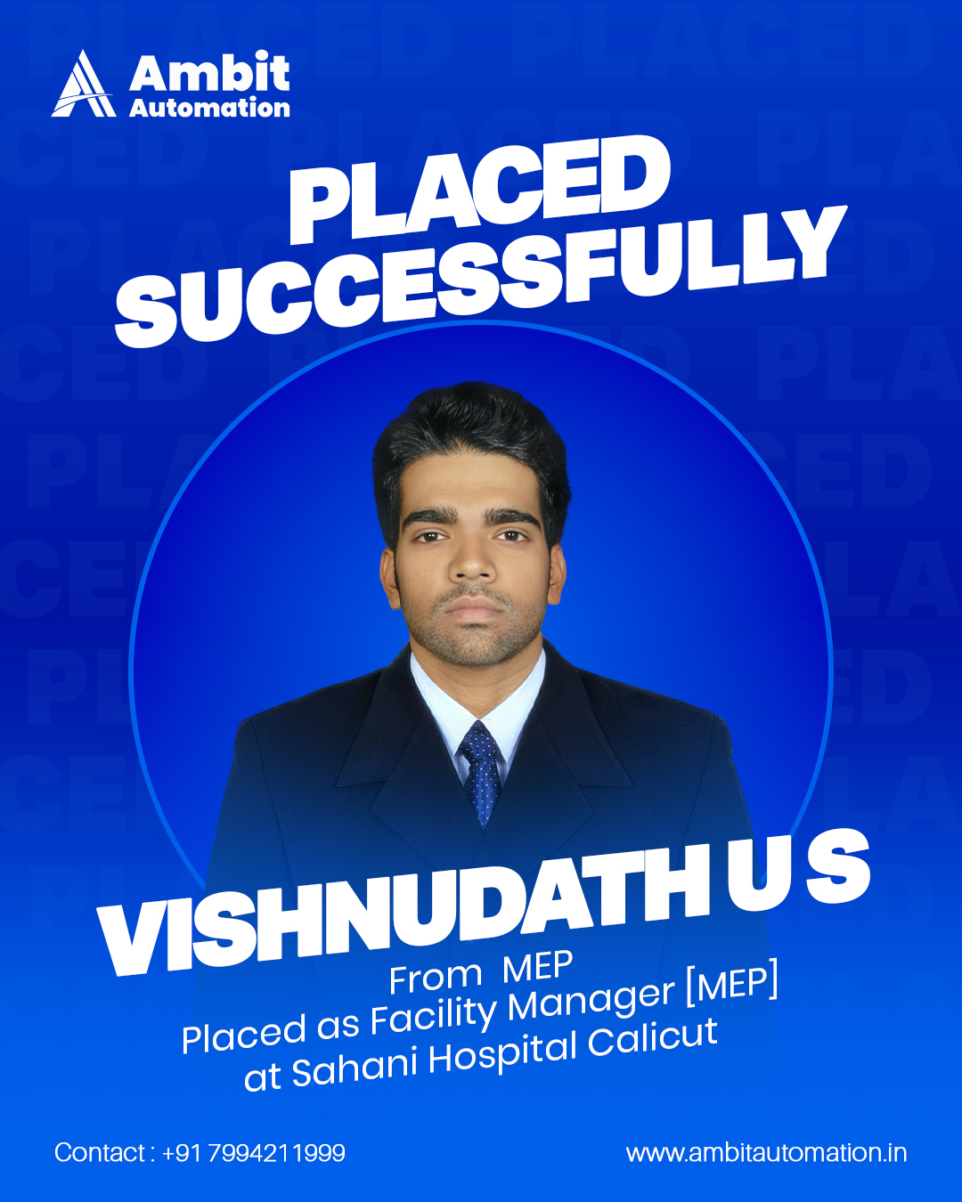 Vishnudath U.S. placed MEP Engineer