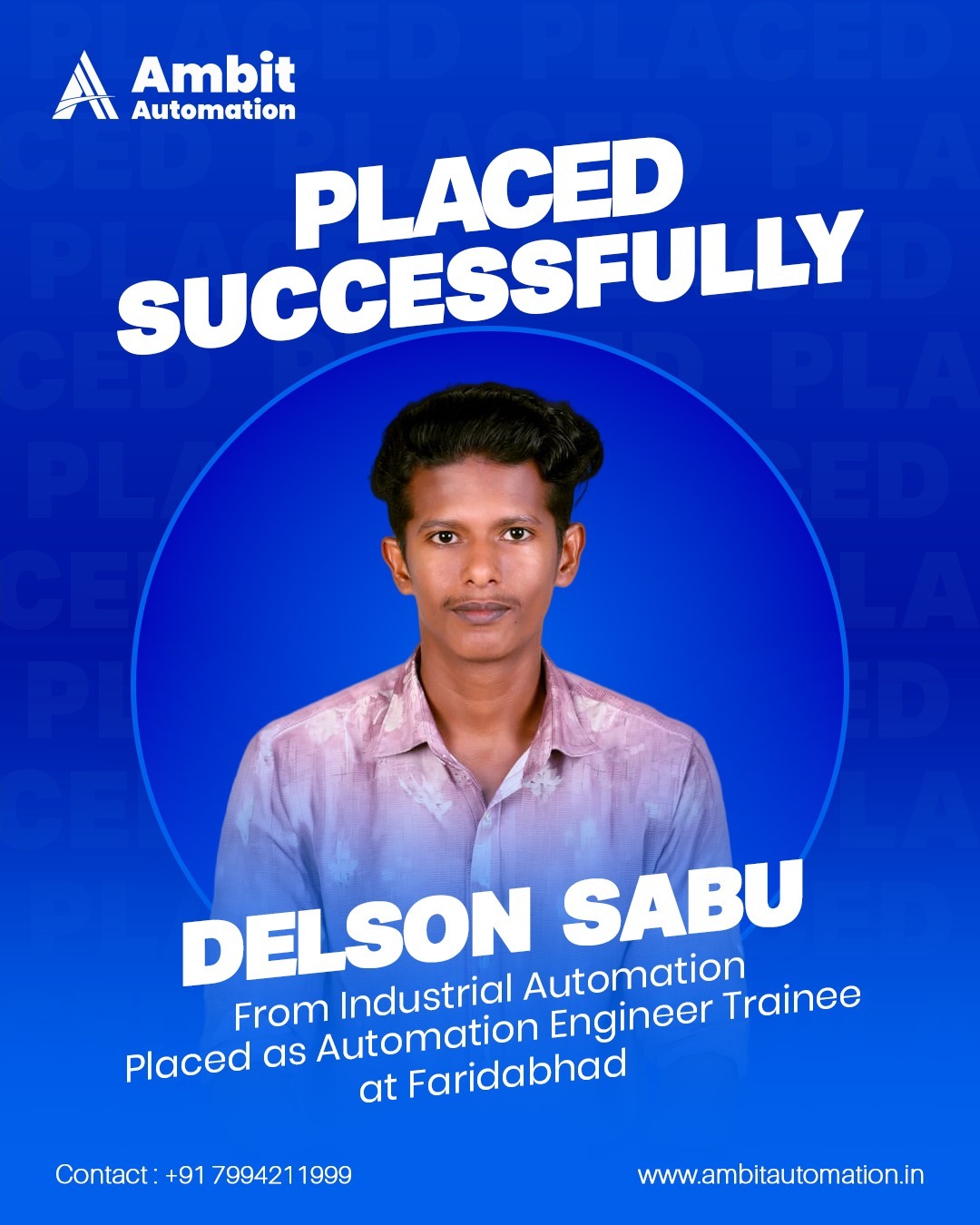 Delson Sabu - placed student
